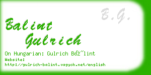 balint gulrich business card